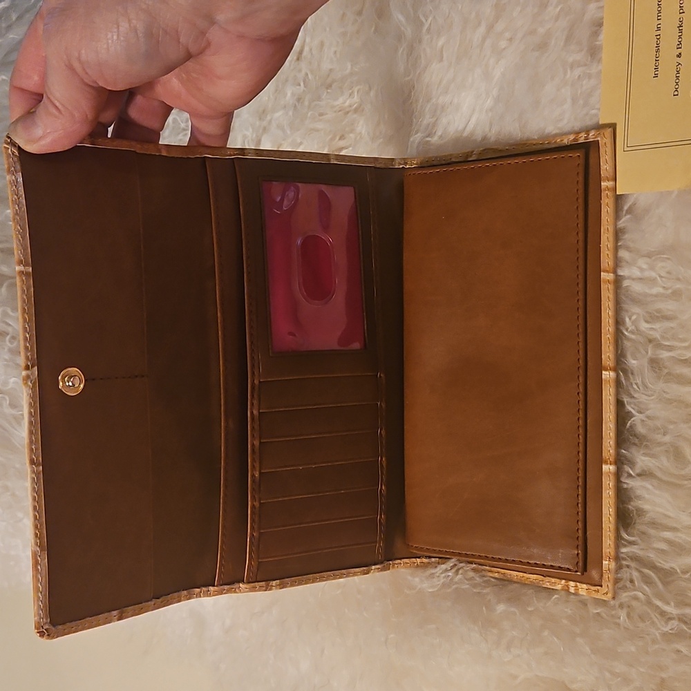 Dooney & Bourke Tan Crocodile Embossed Women's Checkbook Wallet - Picture 4 of 6